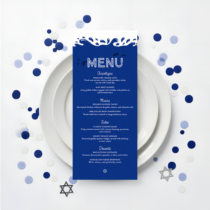 Pool Party Bar Mitzvah Invitation Blue Water Theme Design