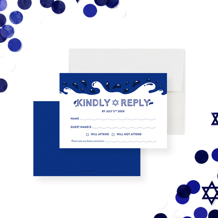 Pool Party Bar Mitzvah Invitation Blue Water Theme Design