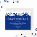 Bar Mitzvah save the date card featuring a water splash design with a Star of David for Jewish milestone celebrations.-front