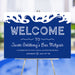 Bar Mitzvah welcome sign with blue water splash design and Star of David, perfect for Jewish celebrations, pool parties, or event entrance displays.