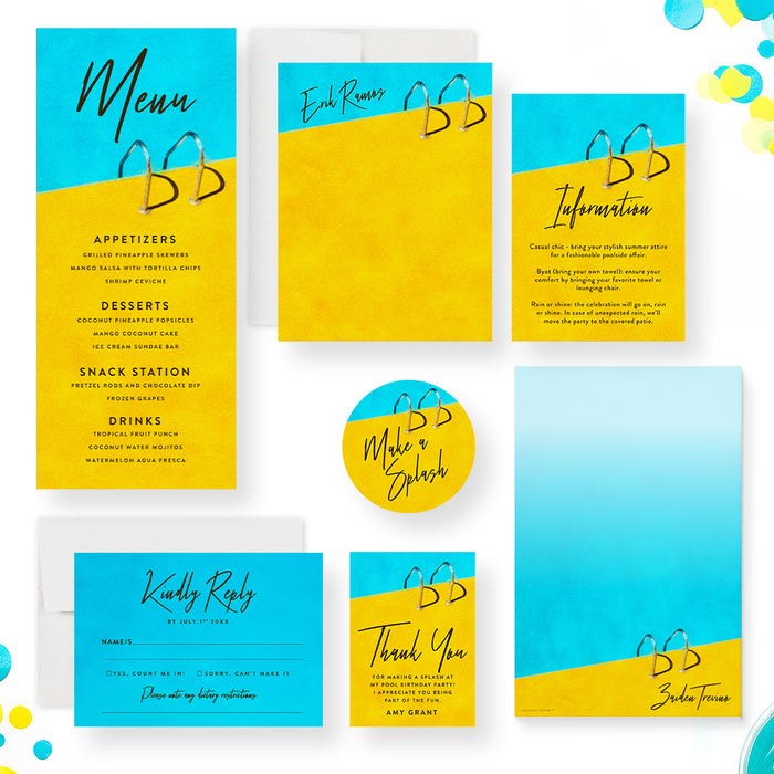 Pool Party Birthday Invitation Summer Swim Party