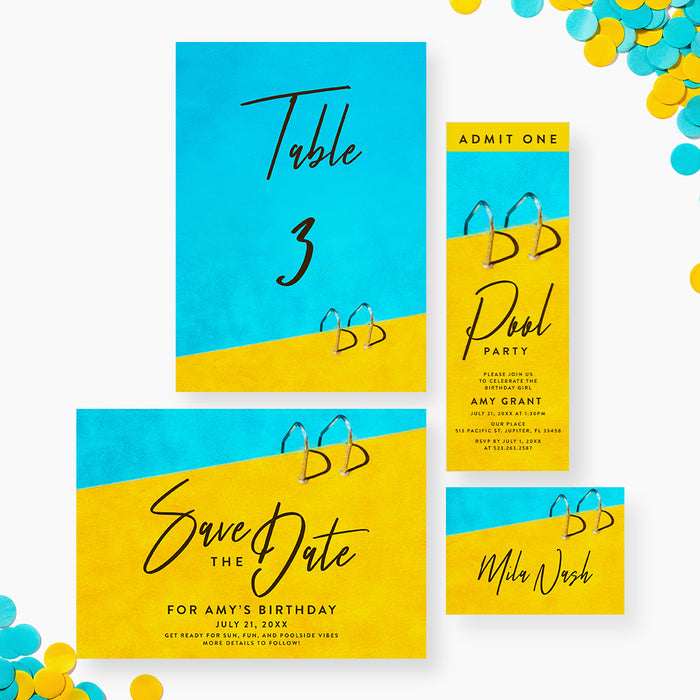 Pool Party Birthday Invitation Summer Swim Party