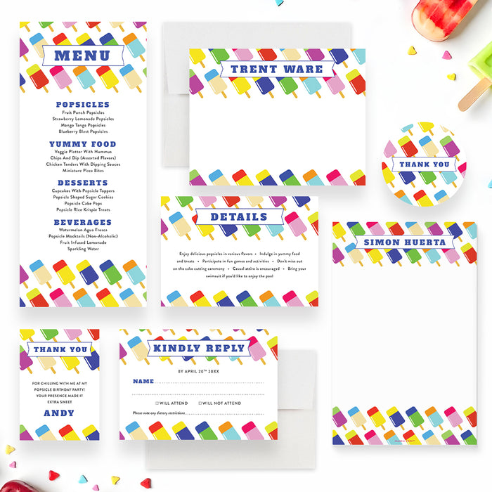 Popsicle Birthday Invitation Summer Party Design