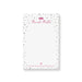 Bat Mitzvah notepad with a pink crown, Star of David, and scattered diamond pattern, a stylish stationery gift for girls.