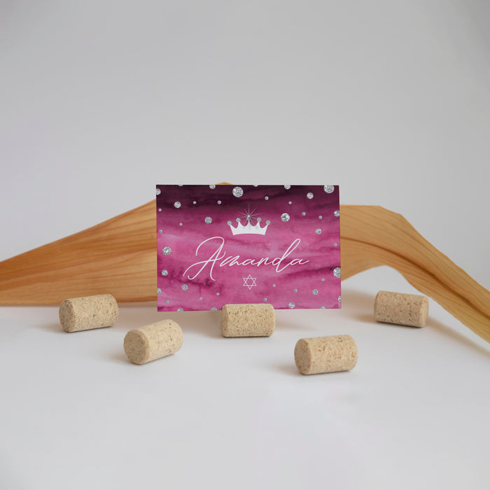 Princess Bat Mitzvah Invitation Pink Crown Diamond Design