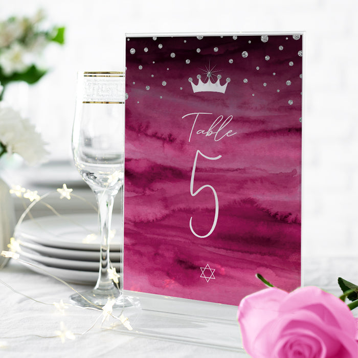 Princess Bat Mitzvah Invitation Pink Crown Diamond Design