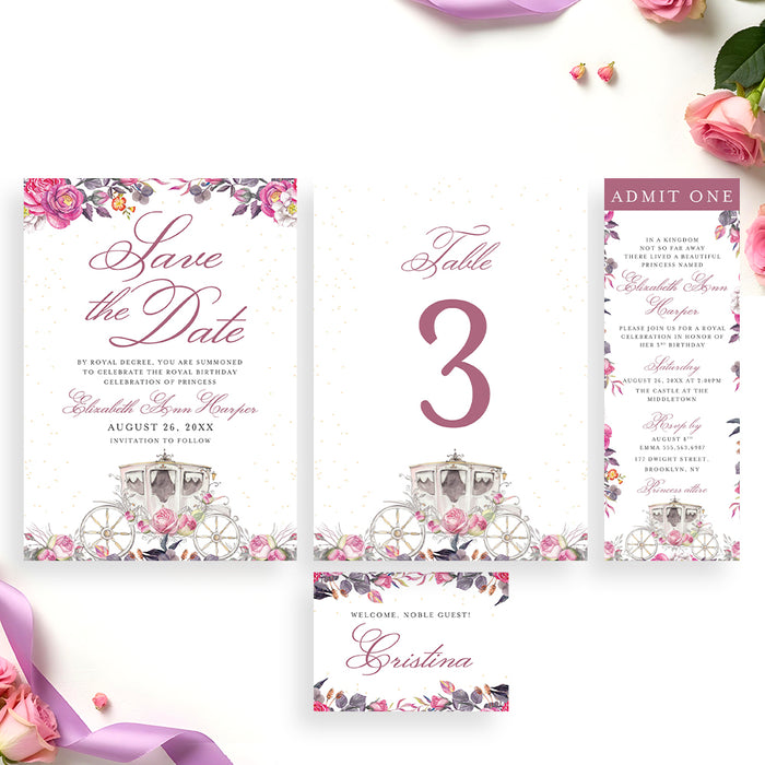 Princess Birthday Invitation Fairytale Carriage Princess Party Invite