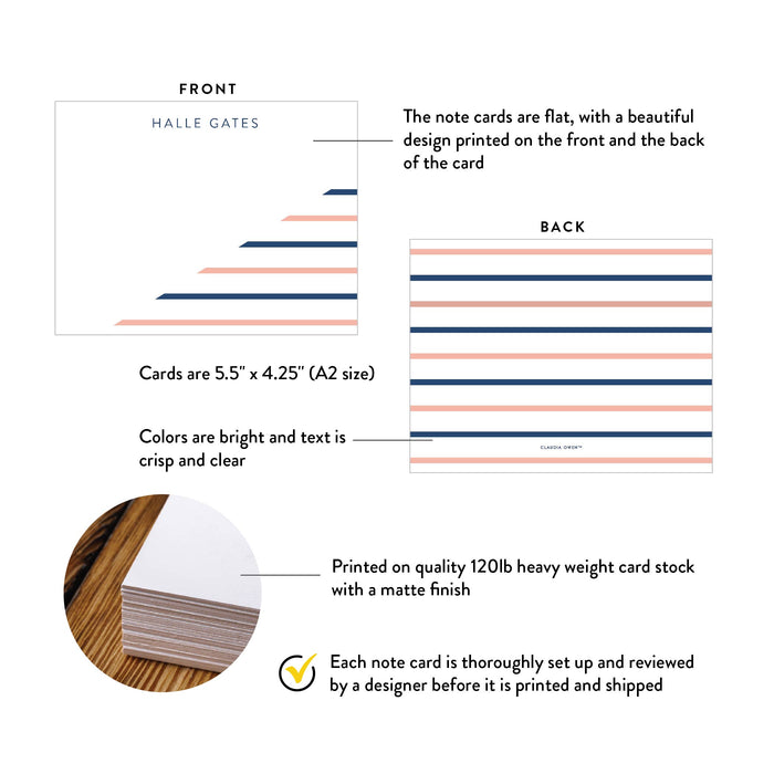 Note Card Vs Card Modern Note Card for Young Professionals with Blue and Peach Stripes