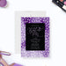 Purple bachelorette party invitation featuring a stylish girls night design with high heels and cocktail icons on a purple background-front