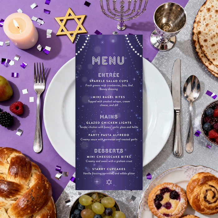 Purple Disco Ball Bat Mitzvah Invitation Starry Party Invite