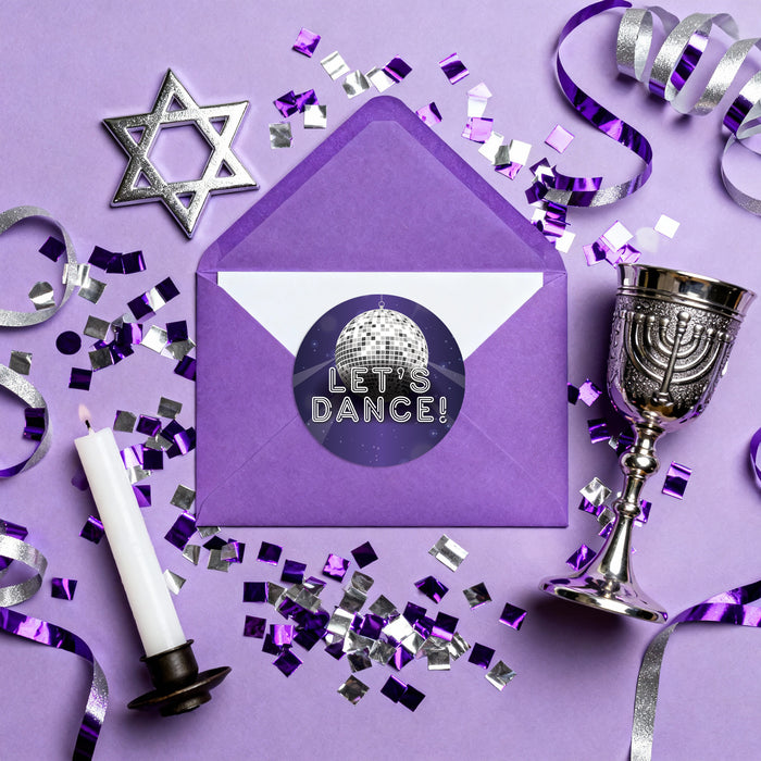 Purple Disco Ball Bat Mitzvah Invitation Starry Party Invite