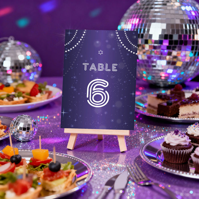 Purple Disco Ball Bat Mitzvah Invitation Starry Party Invite