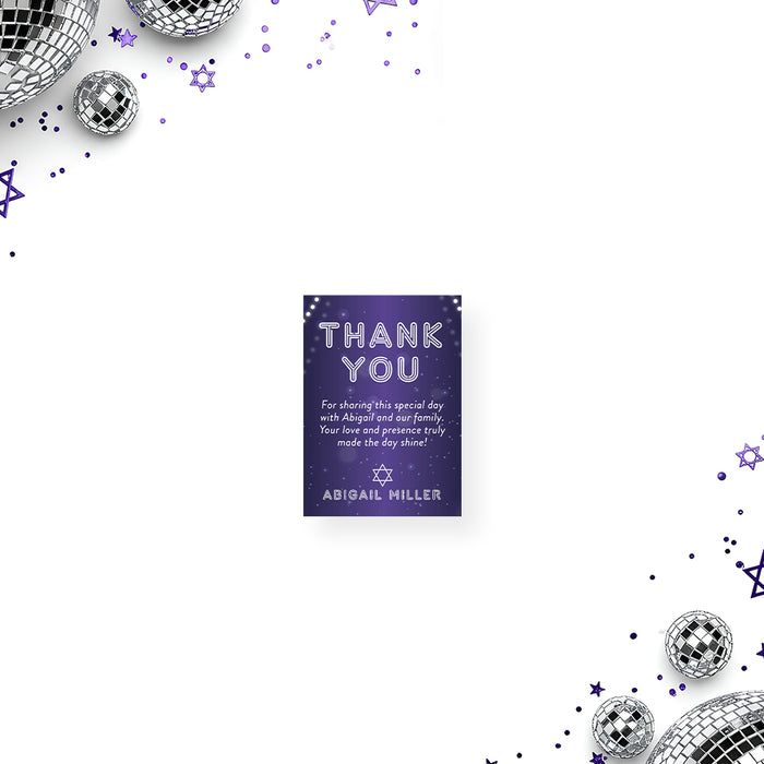 Purple Disco Ball Bat Mitzvah Invitation Starry Party Invite