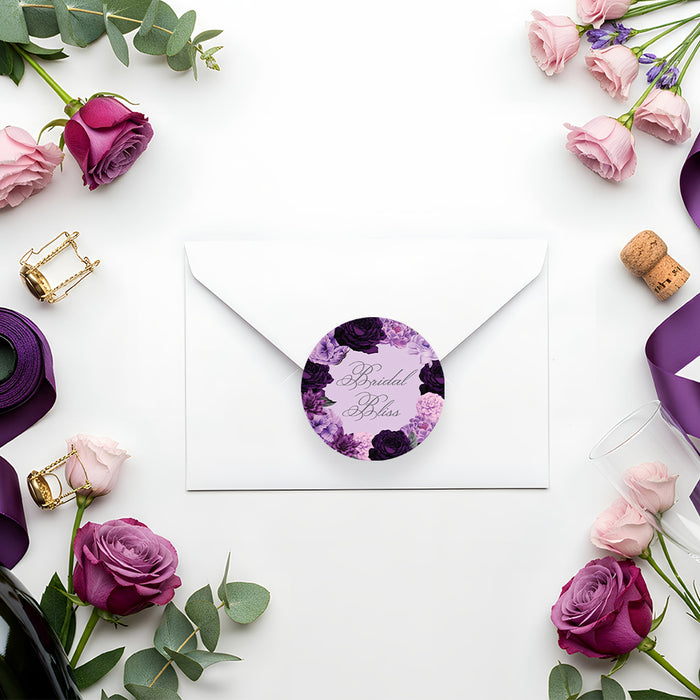 Purple Floral Bridal Shower Invitation Champagne Bottle