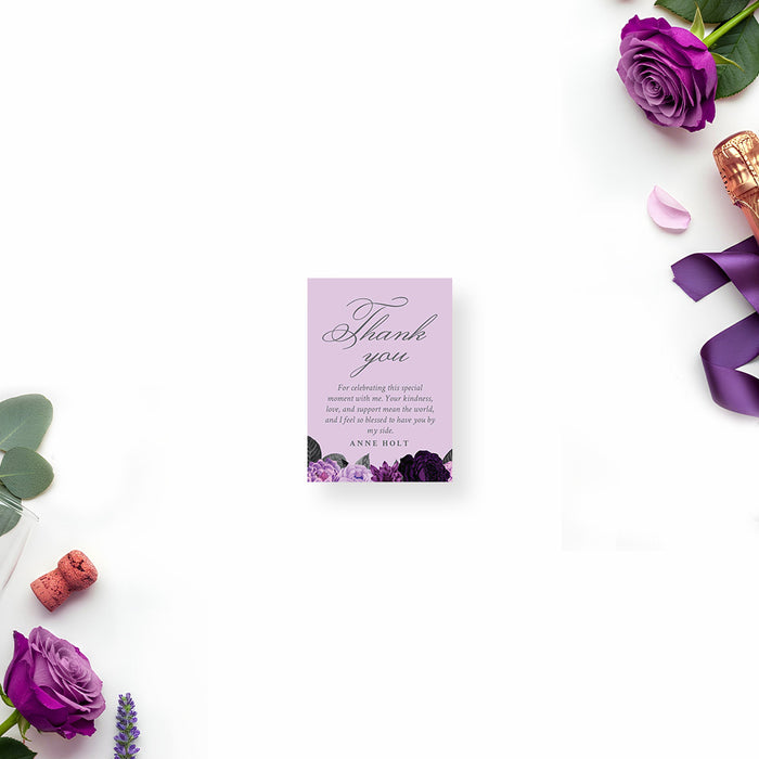 Purple Floral Bridal Shower Invitation Champagne Bottle