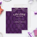 Lingerie shower invitation featuring ivory pearls on a tufted purple background-front-back