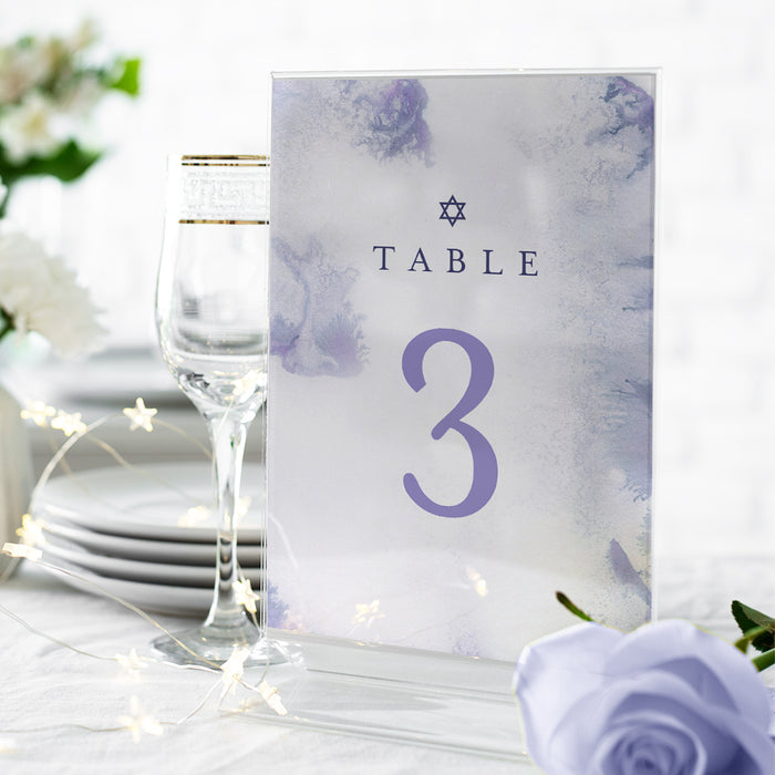 Bat Mitzvah Invitation Purple Watercolor Elegant Jewish Invite