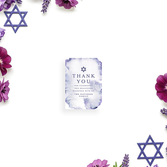 Bat Mitzvah Invitation Purple Watercolor Elegant Jewish Invite