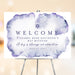 Purple watercolor Bat Mitzvah welcome sign with Star of David personalized event entrance signage for Jewish celebration decor