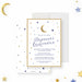 Celestial quinceañera invitation featuring moon and stars illustration, making it the perfect choice for a magical starry night celebration.-front-back