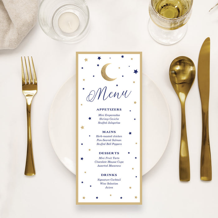 Celestial Quinceanera Invitation Moon and Stars Design