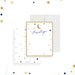 Personalized thank you card featuring a crescent moon, navy and gold stars, perfect for starry or celestial-themed events. -front-back