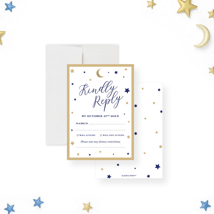 Celestial Quinceanera Invitation Moon and Stars Design