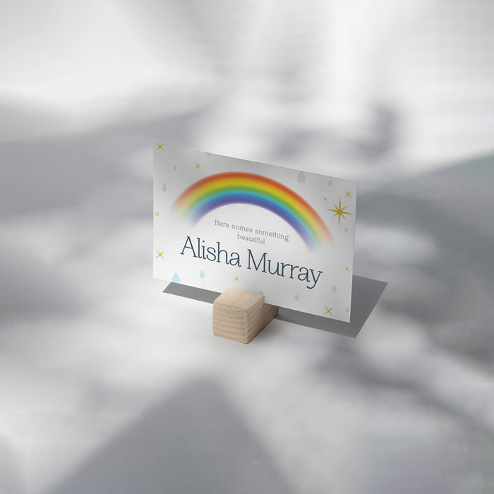 Colorful Rainbow Baby Shower Invitation with Clouds and Raindrops