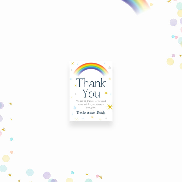 Colorful Rainbow Baby Shower Invitation with Clouds and Raindrops