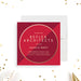 Red and gold business launch invitation, personalized grand opening and corporate event card.-front