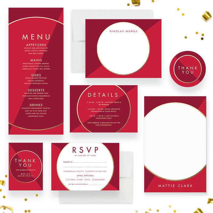 Red and Gold Business Launch Party Invitation Grand Opening Card