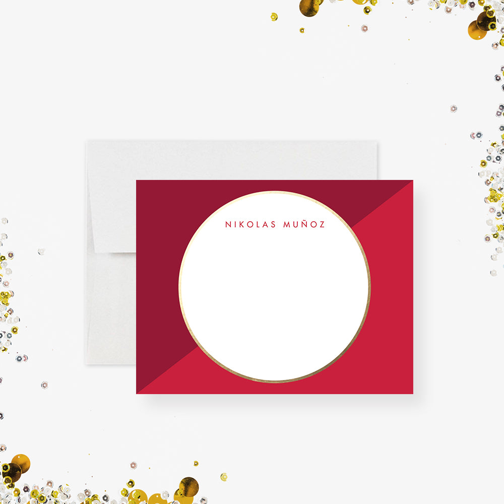 Red and Gold Personalized Thank You Card Elegant Stationery