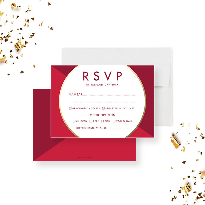 Red and Gold Business Launch Party Invitation Grand Opening Card