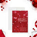 red cocktail party invitation with Drinks and Nibbles wording, bubbly drink-inspired background, and personalized event details-front