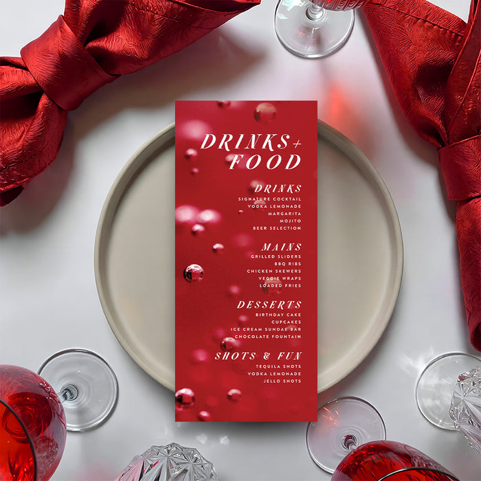 Cocktail Party Invitation Drinks and Nibbles Red Design