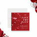 red cocktail party save the date card with elegant typography and drinks and nibbles theme-front