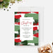 Digital Christmas party invitation featuring bold red and green paint stroke artwork, designed for holiday gatherings and festive celebrations.