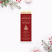 red holiday party ticket invitation with admit one layout and minimalist Christmas tree design