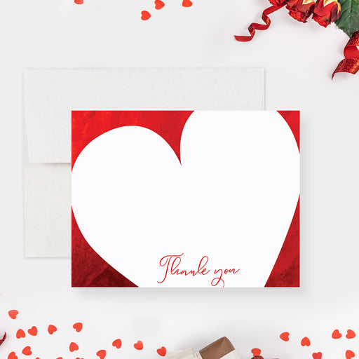 Romantic red note card with love heart design perfect as a Valentine’s Day thank you or romantic note for her