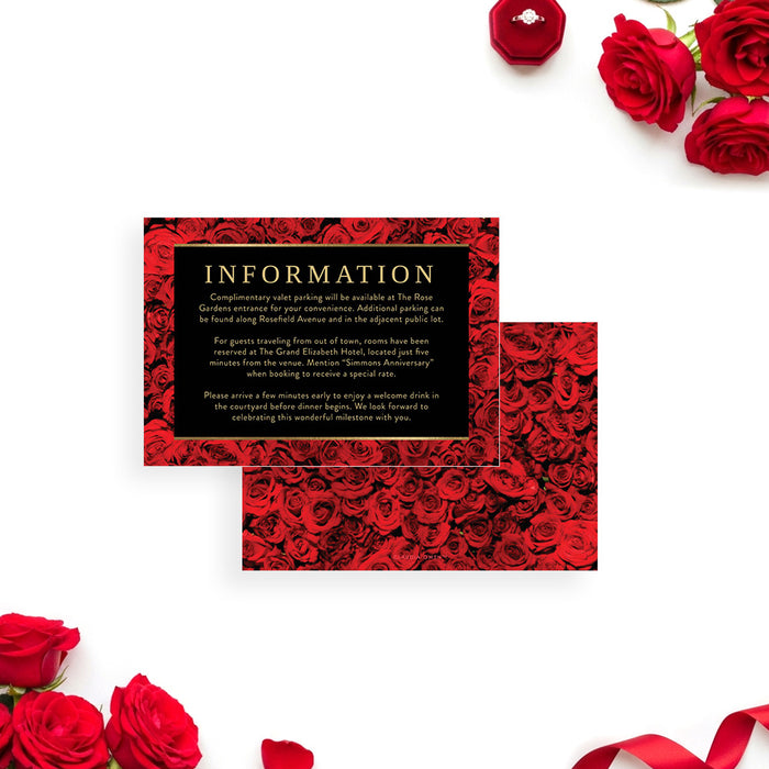 Wedding Anniversary Party Invitation Red Rose Elegant Black Gold Invite