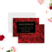 wedding anniversary save the date card with red rose background and black elegant design-front-back