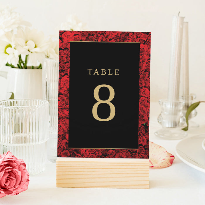 Wedding Anniversary Party Invitation Red Rose Elegant Black Gold Invite