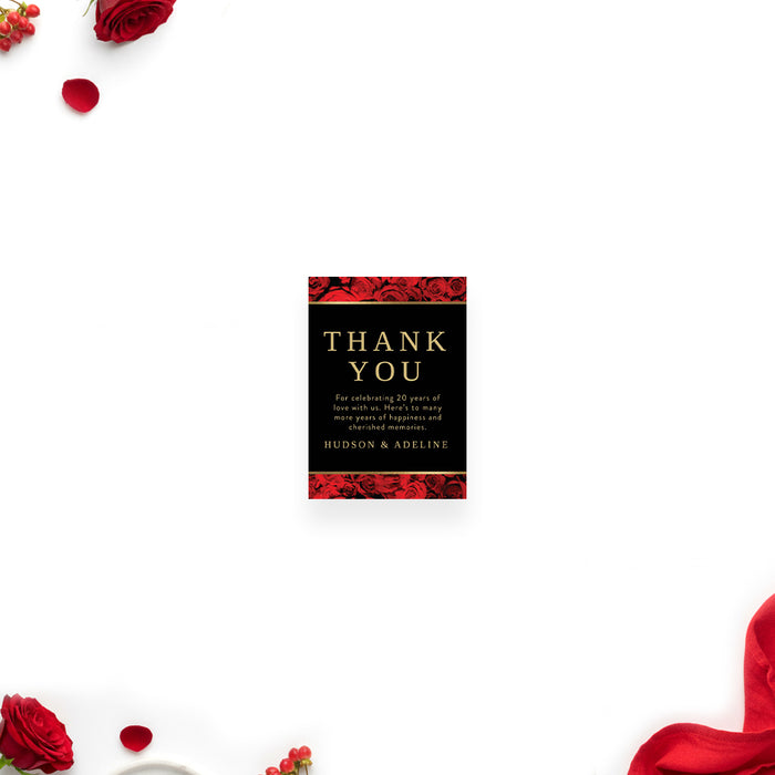 Wedding Anniversary Party Invitation Red Rose Elegant Black Gold Invite