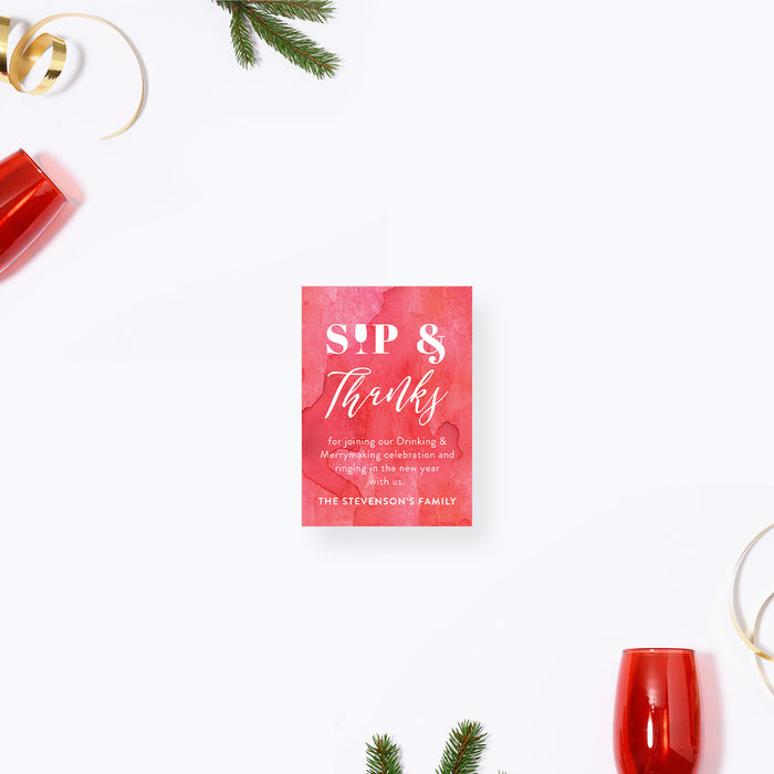 Personalized New Year’s Eve Party Invitation in Red Watercolor