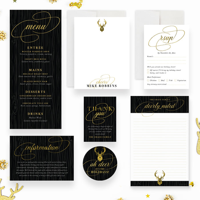 Reindeer Holiday Party Invitation Elegant Christmas Event
