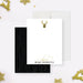 personalized holiday note card with gold deer head and elegant script typography Christmas stationery design-front-back