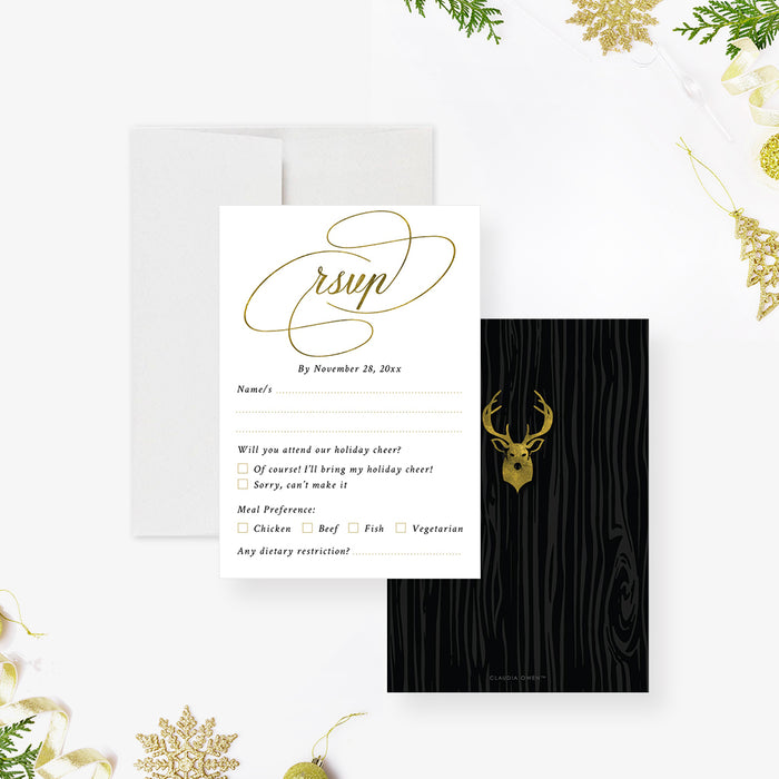 Reindeer Holiday Party Invitation Elegant Christmas Event