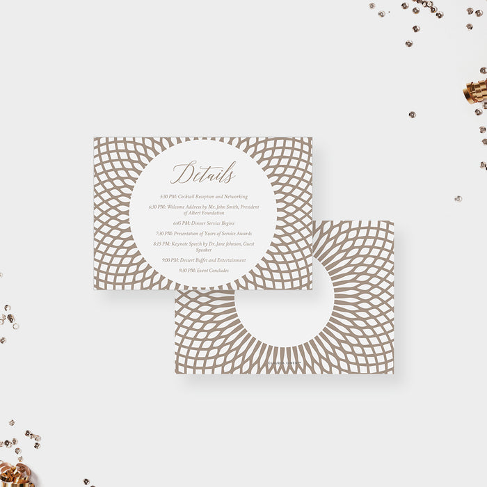 Years of Service Dinner Party Invitation Card with Beige Intricate Circular Pattern, Retirement Dinner Invitations, Employee Appreciation Dinner Invites