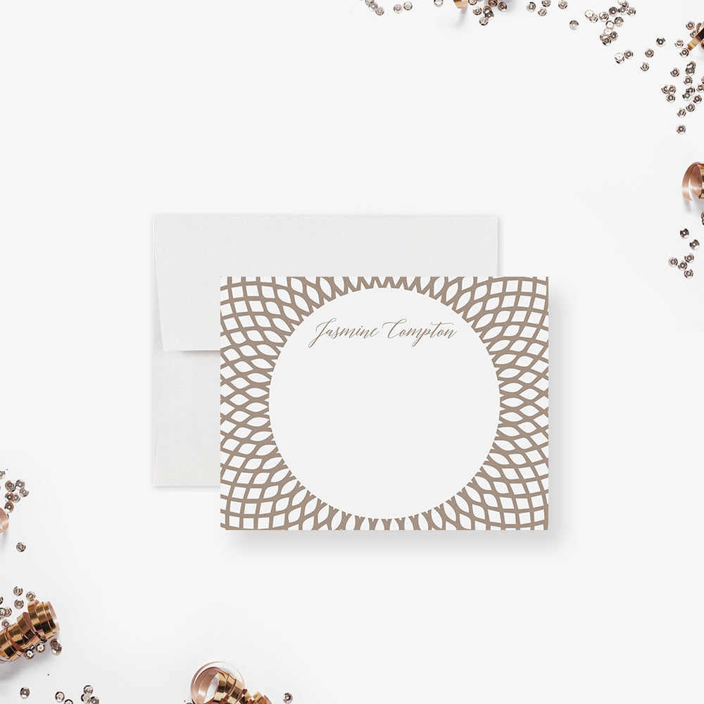 Classy Note Card with Beige Intricate Circular Pattern, Retirement Tha