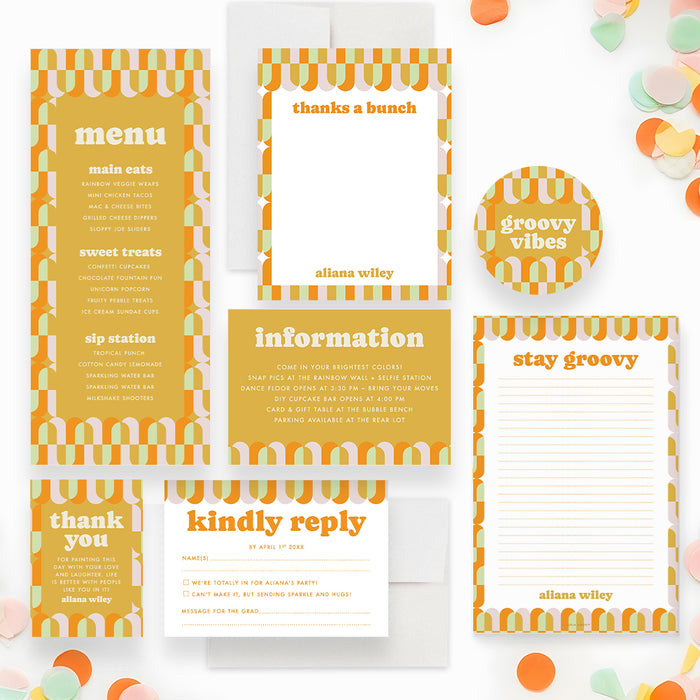 Retro Graduation Party Invitation Colorful Geometric